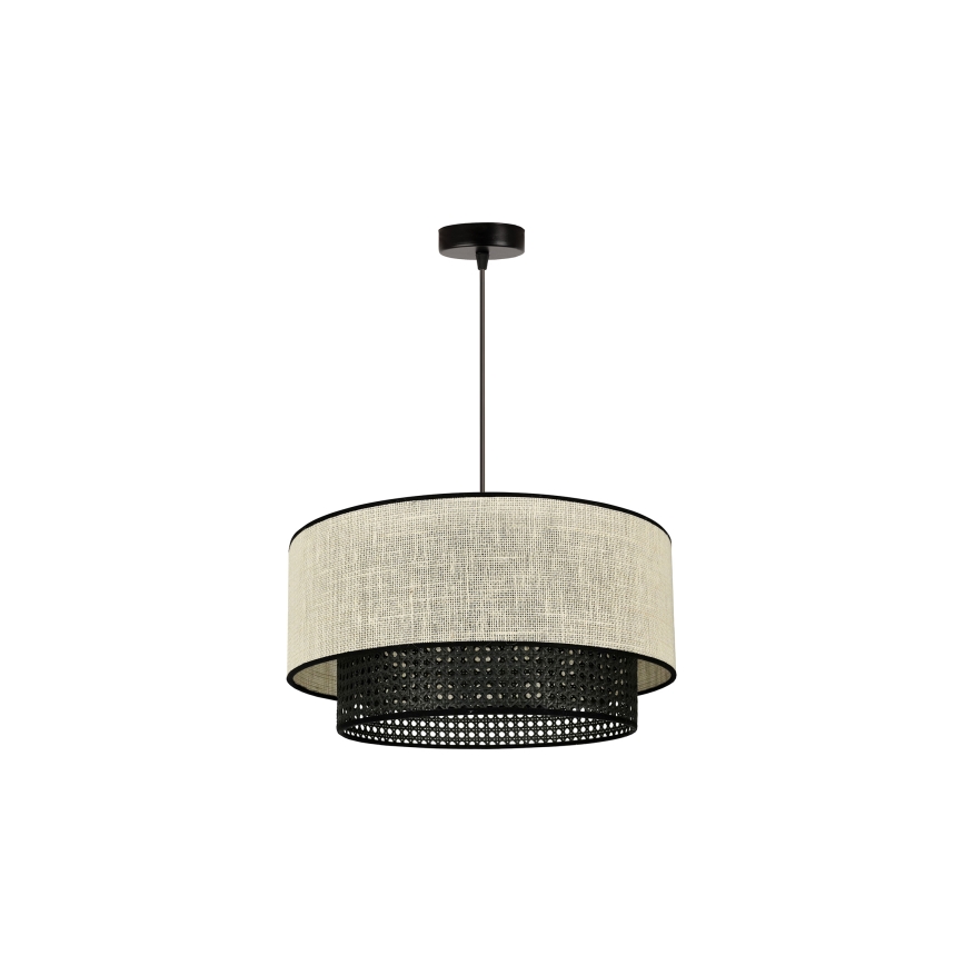 Duolla - Chandelier on a string RATTAN YUTE 1xE27/15W/230V d. 45 cm creamy/black