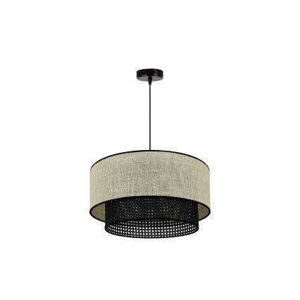 Duolla - Chandelier on a string RATTAN YUTE 1xE27/15W/230V d. 45 cm creamy/black