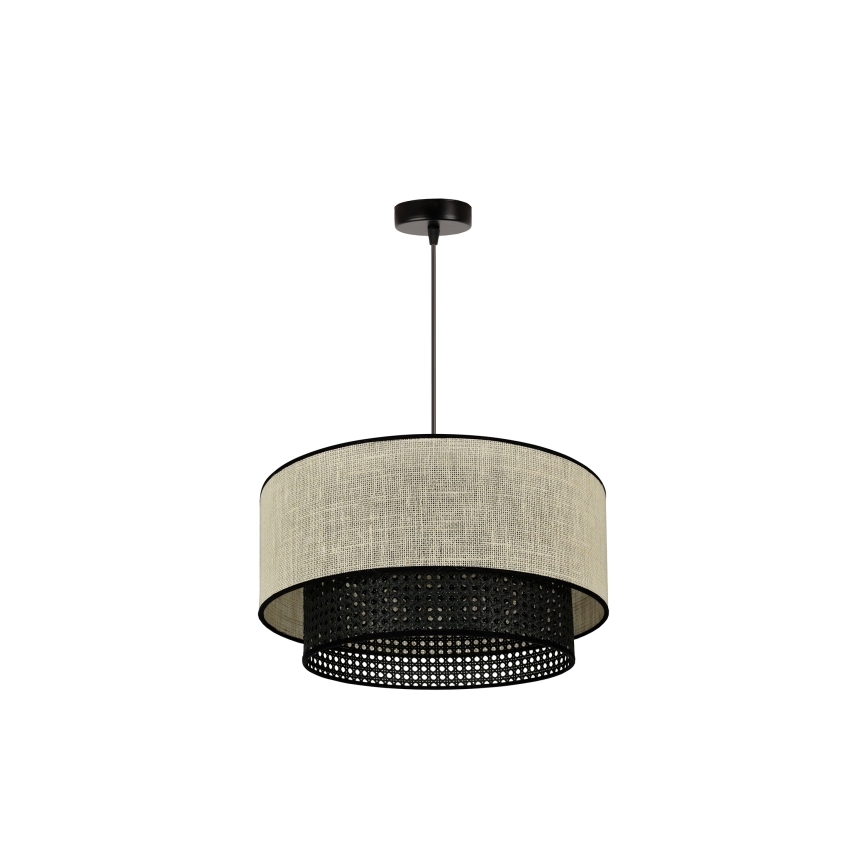 Duolla - Chandelier on a string RATTAN YUTE 1xE27/15W/230V d. 45 cm creamy/black