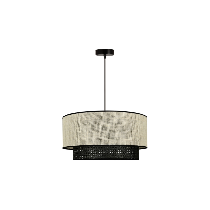 Duolla - Chandelier on a string RATTAN YUTE 1xE27/15W/230V d. 45 cm creamy/black