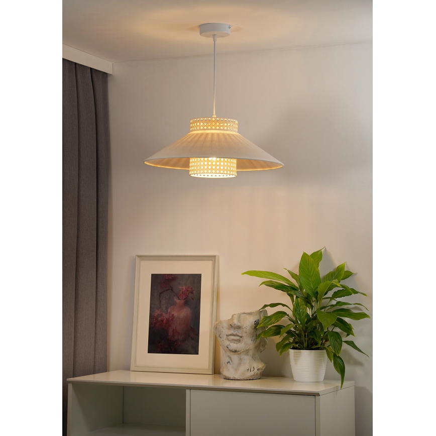 Duolla - Chandelier on a string RIO RATTAN 1xE27/15W/230V d. 45 cm beige/rattan