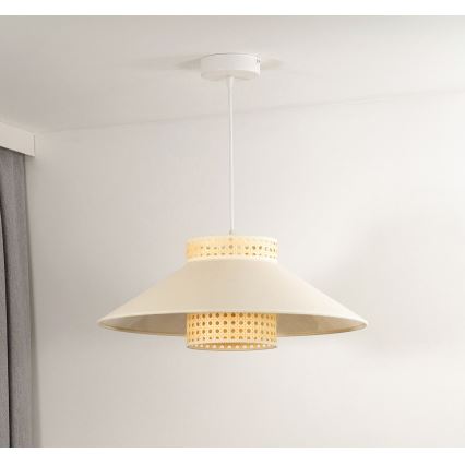 Duolla - Chandelier on a string RIO RATTAN 1xE27/15W/230V d. 45 cm beige/rattan