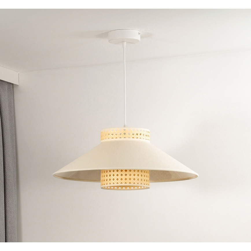 Duolla - Chandelier on a string RIO RATTAN 1xE27/15W/230V d. 45 cm beige/rattan