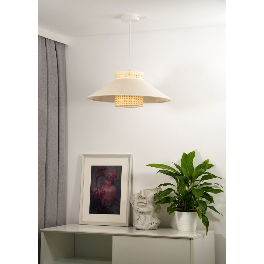 Duolla - Chandelier on a string RIO RATTAN 1xE27/15W/230V d. 45 cm beige/rattan