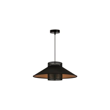 Duolla - Chandelier on a string RIO RATTAN 1xE27/15W/230V d. 45 cm black/gold