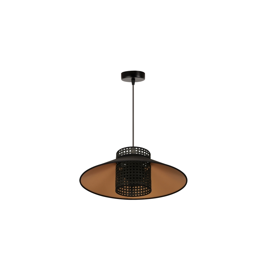 Duolla - Chandelier on a string RIO RATTAN 1xE27/15W/230V d. 45 cm black/gold