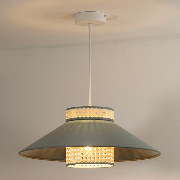 Duolla - Chandelier on a string RIO RATTAN 1xE27/15W/230V d. 45 cm green/rattan