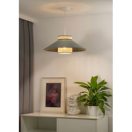 Duolla - Chandelier on a string RIO RATTAN 1xE27/15W/230V d. 45 cm green/rattan