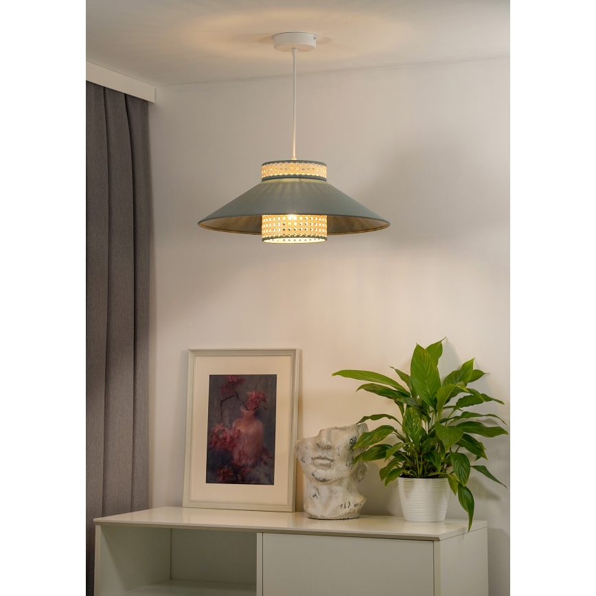 Duolla - Chandelier on a string RIO RATTAN 1xE27/15W/230V d. 45 cm green/rattan