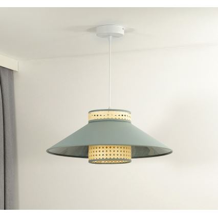 Duolla - Chandelier on a string RIO RATTAN 1xE27/15W/230V d. 45 cm green/rattan