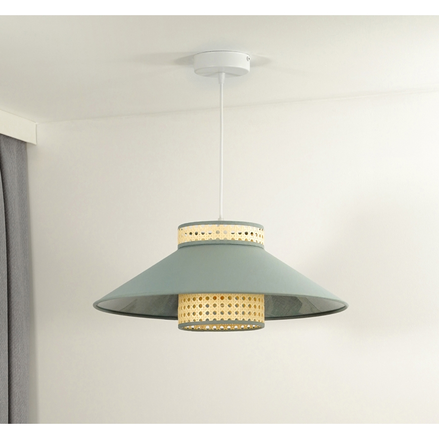 Duolla - Chandelier on a string RIO RATTAN 1xE27/15W/230V d. 45 cm green/rattan