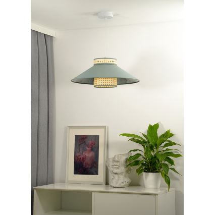 Duolla - Chandelier on a string RIO RATTAN 1xE27/15W/230V d. 45 cm green/rattan