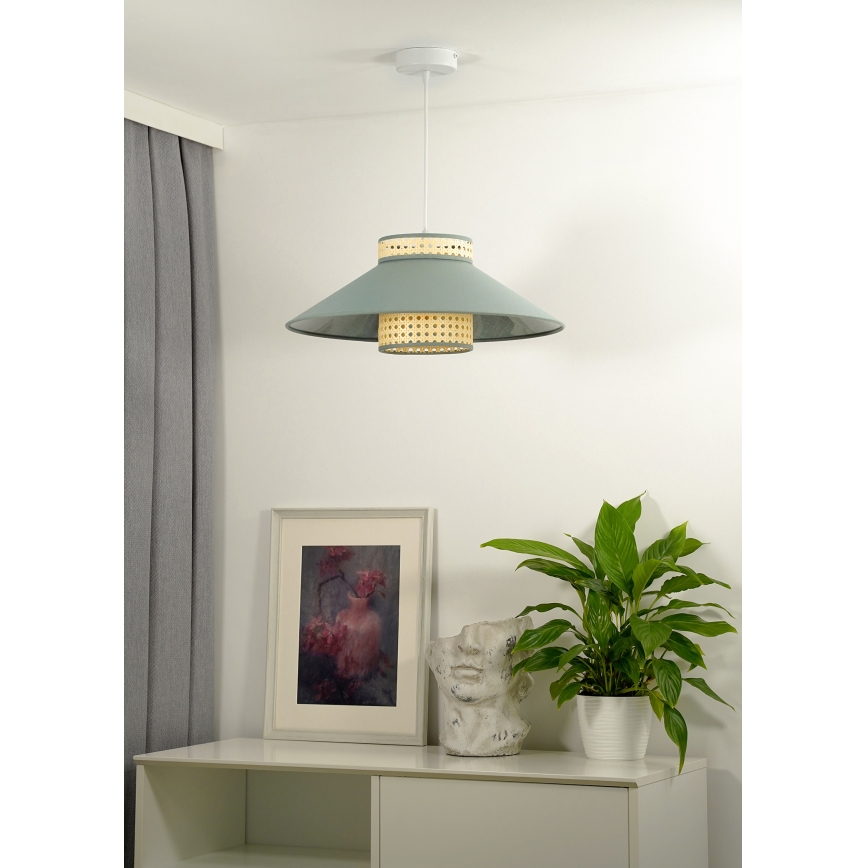 Duolla - Chandelier on a string RIO RATTAN 1xE27/15W/230V d. 45 cm green/rattan