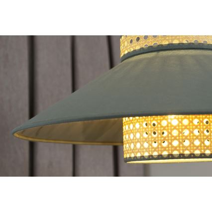 Duolla - Chandelier on a string RIO RATTAN 1xE27/15W/230V d. 45 cm green/rattan