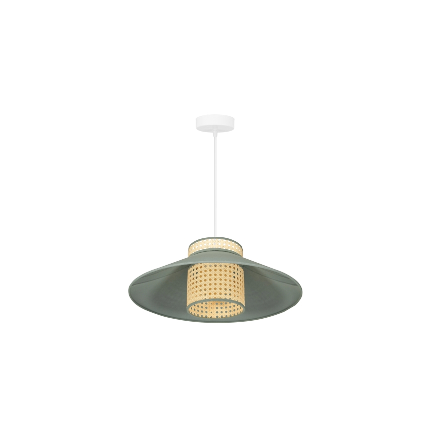 Duolla - Chandelier on a string RIO RATTAN 1xE27/15W/230V d. 45 cm green/rattan