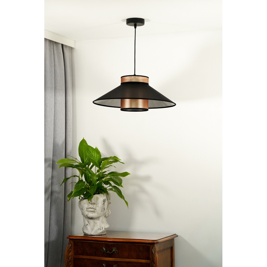 Duolla - Chandelier on a string RIO SHINY 1xE27/15W/230V d. 45 cm black/copper