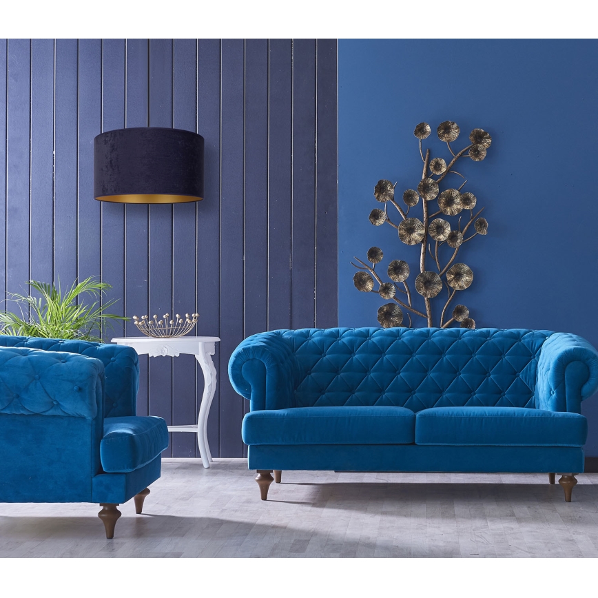Duolla - Chandelier on a string ROLLER 1xE27/15W/230V d. 40 cm blue/gold