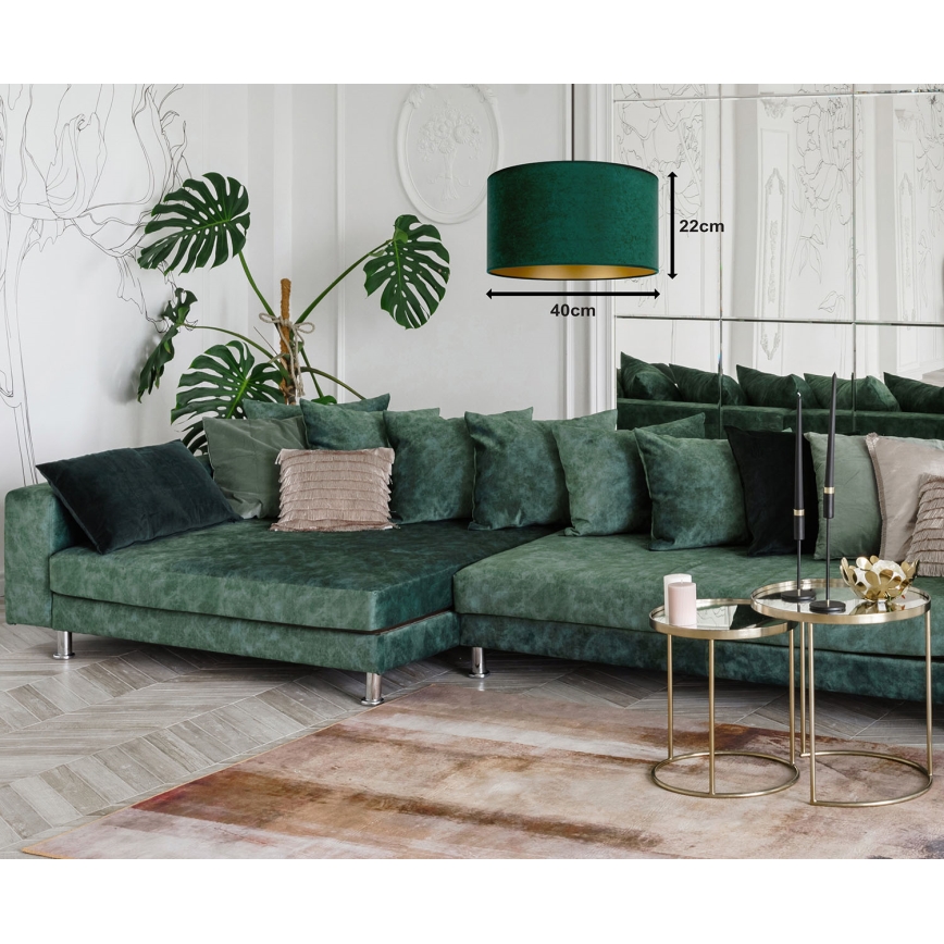Duolla - Chandelier on a string ROLLER 1xE27/15W/230V d. 40 cm dark green/gold
