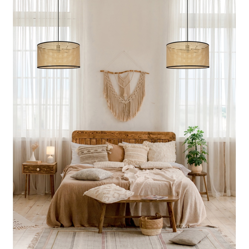 Duolla - Chandelier on a string ROLLER 1xE27/15W/230V d. 45 cm rattan/black