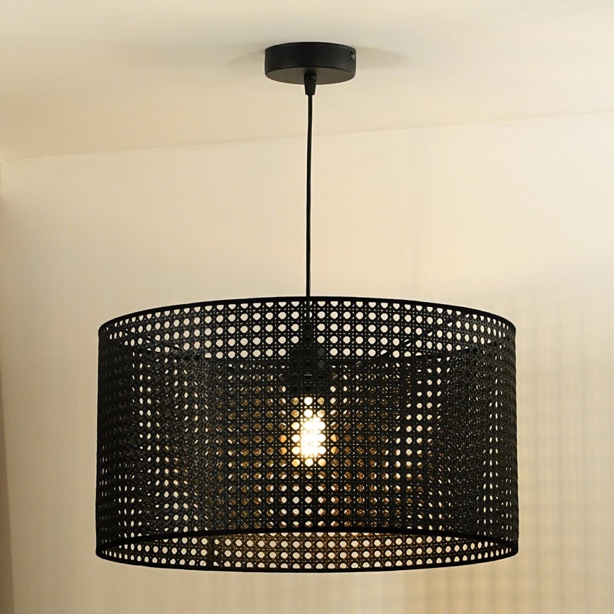 Duolla - Chandelier on a string ROLLER RATTAN 1xE27/15W/230V d. 45 cm black