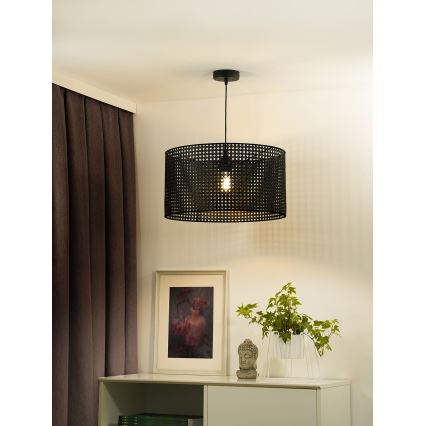Duolla - Chandelier on a string ROLLER RATTAN 1xE27/15W/230V d. 45 cm black
