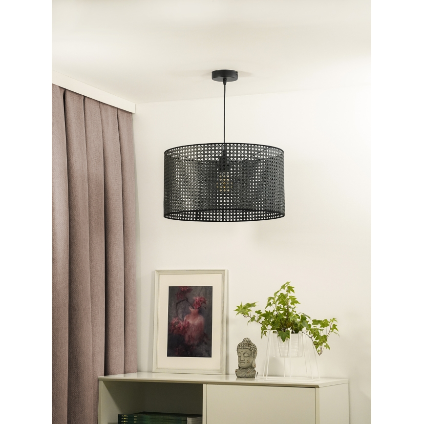 Duolla - Chandelier on a string ROLLER RATTAN 1xE27/15W/230V d. 45 cm black