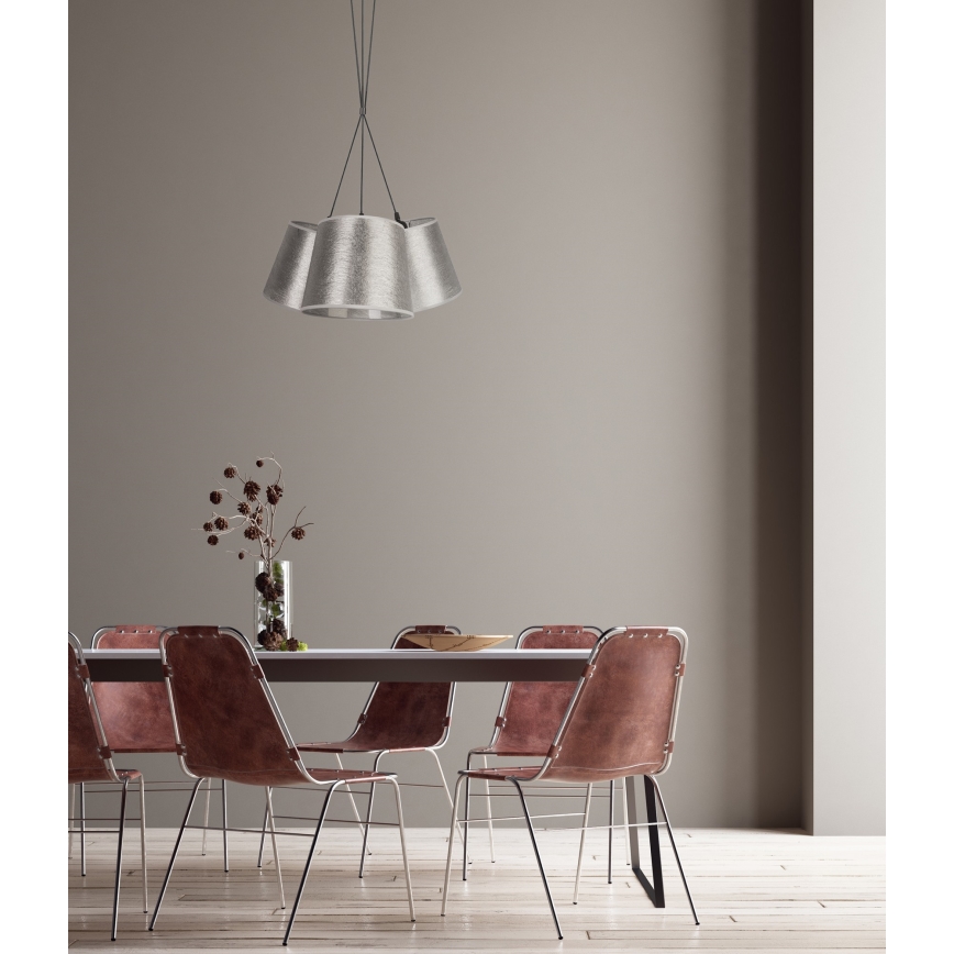 Duolla - Chandelier on a string ROSSA 3xE27/40W/230V silver