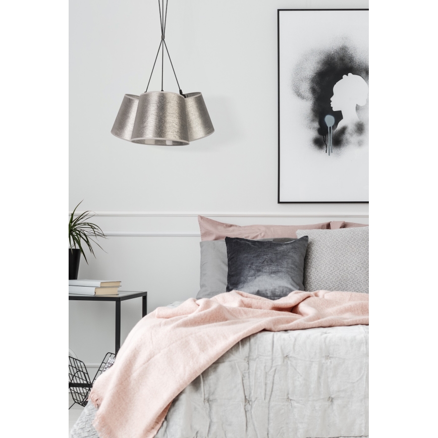 Duolla - Chandelier on a string ROSSA 3xE27/40W/230V silver