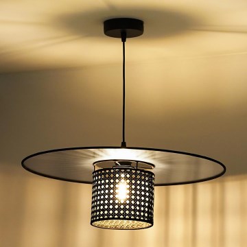 Duolla - Chandelier on a string TOKYO RATTAN 1xE27/15W/230V d. 50 cm black/silver
