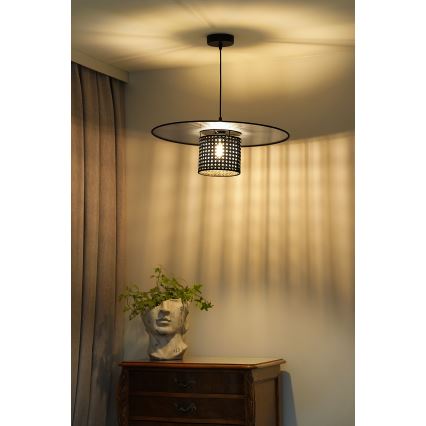 Duolla - Chandelier on a string TOKYO RATTAN 1xE27/15W/230V d. 50 cm black/silver