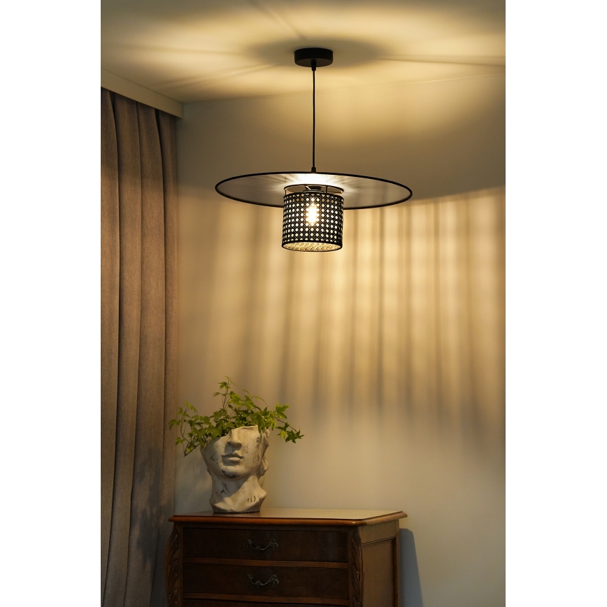 Duolla - Chandelier on a string TOKYO RATTAN 1xE27/15W/230V d. 50 cm black/silver