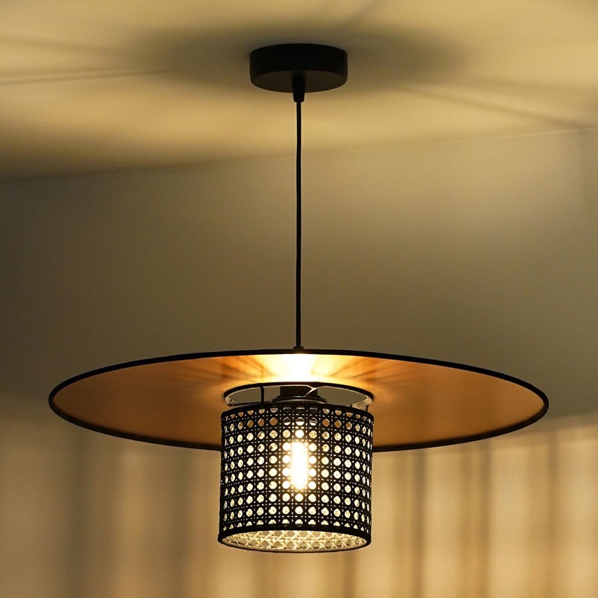 Duolla - Chandelier on a string TOKYO RATTAN 1xE27/15W/230V d. 50 cm gold/black