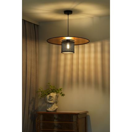 Duolla - Chandelier on a string TOKYO RATTAN 1xE27/15W/230V d. 50 cm gold/black