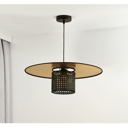 Duolla - Chandelier on a string TOKYO RATTAN 1xE27/15W/230V d. 50 cm gold/black