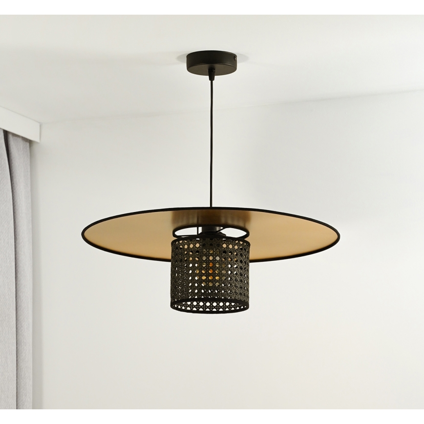 Duolla - Chandelier on a string TOKYO RATTAN 1xE27/15W/230V d. 50 cm gold/black