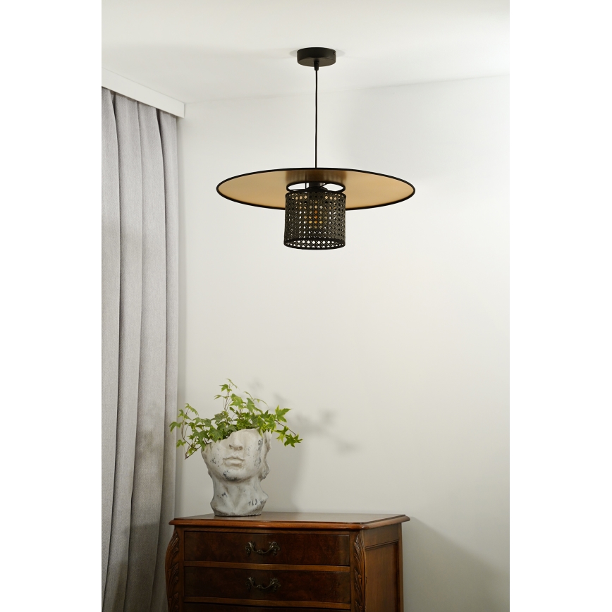 Duolla - Chandelier on a string TOKYO RATTAN 1xE27/15W/230V d. 50 cm gold/black