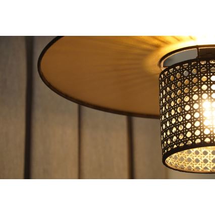 Duolla - Chandelier on a string TOKYO RATTAN 1xE27/15W/230V d. 50 cm gold/black