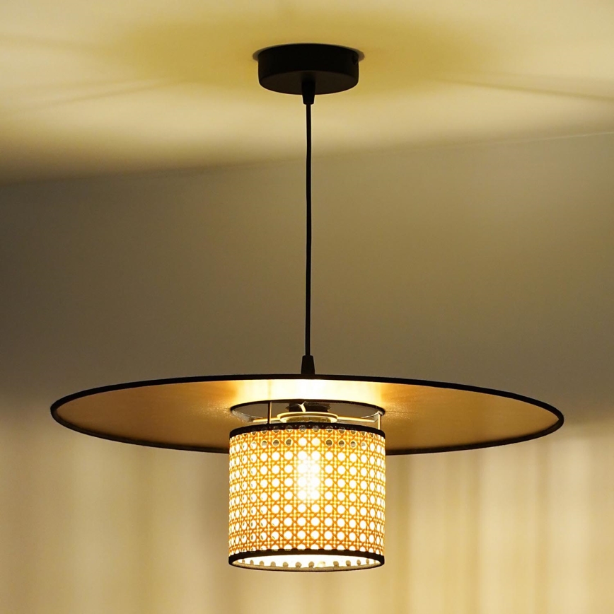 Duolla - Chandelier on a string TOKYO RATTAN 1xE27/15W/230V d. 50 cm gold/rattan