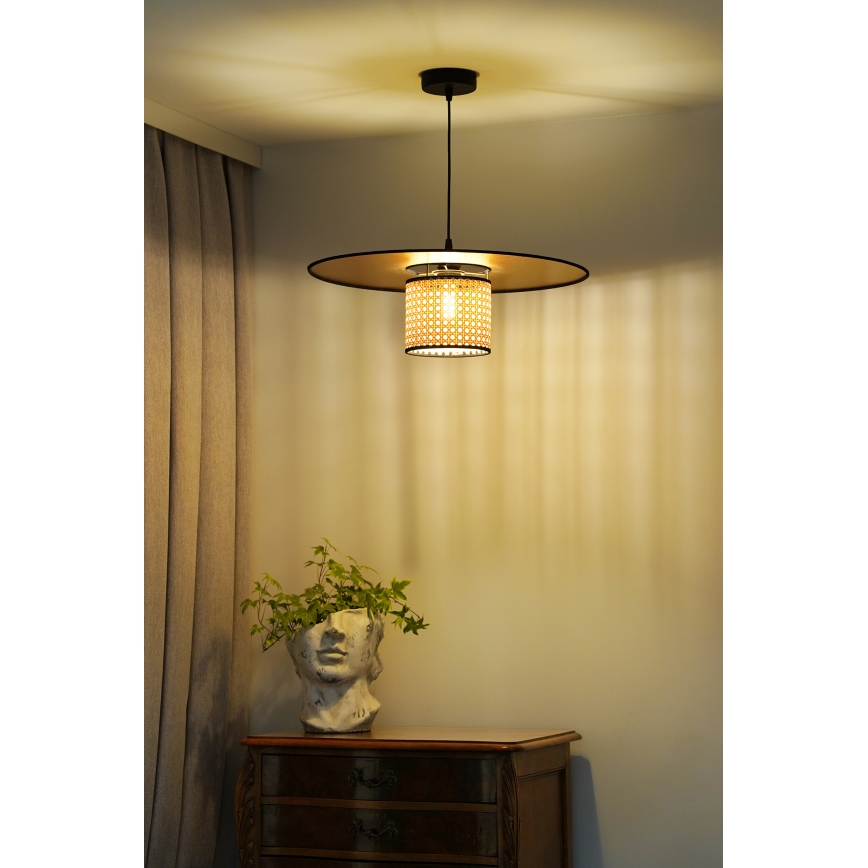 Duolla - Chandelier on a string TOKYO RATTAN 1xE27/15W/230V d. 50 cm gold/rattan