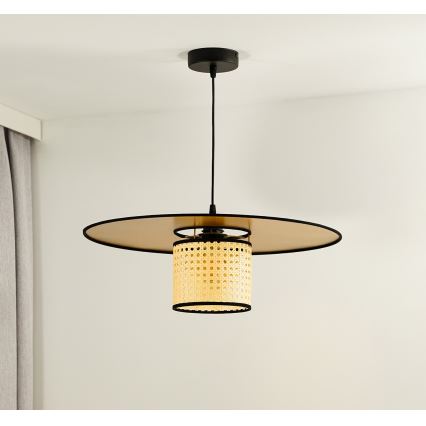 Duolla - Chandelier on a string TOKYO RATTAN 1xE27/15W/230V d. 50 cm gold/rattan