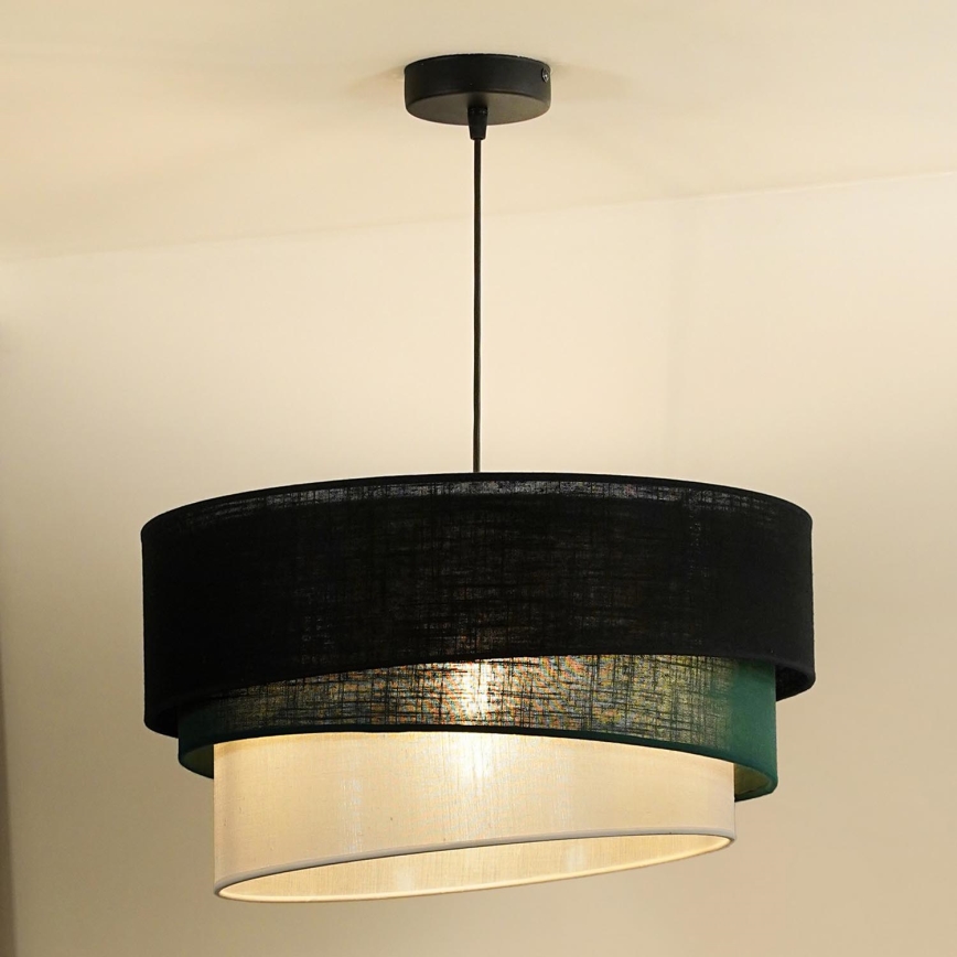 Duolla - Chandelier on a string TRIO 1xE27/15W/230V d. 45 cm black/green/white