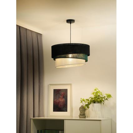 Duolla - Chandelier on a string TRIO 1xE27/15W/230V d. 45 cm black/green/white