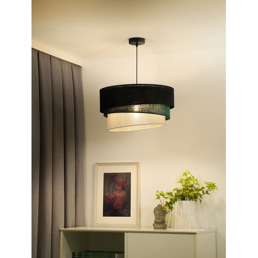 Duolla - Chandelier on a string TRIO 1xE27/15W/230V d. 45 cm black/green/white