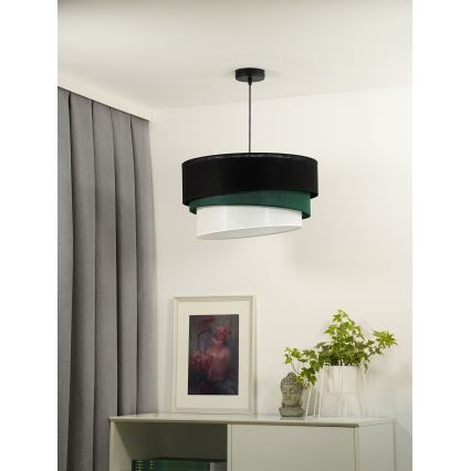Duolla - Chandelier on a string TRIO 1xE27/15W/230V d. 45 cm black/green/white