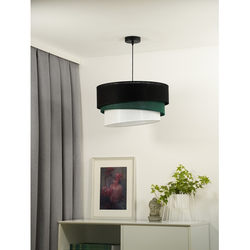 Duolla - Chandelier on a string TRIO 1xE27/15W/230V d. 45 cm black/green/white