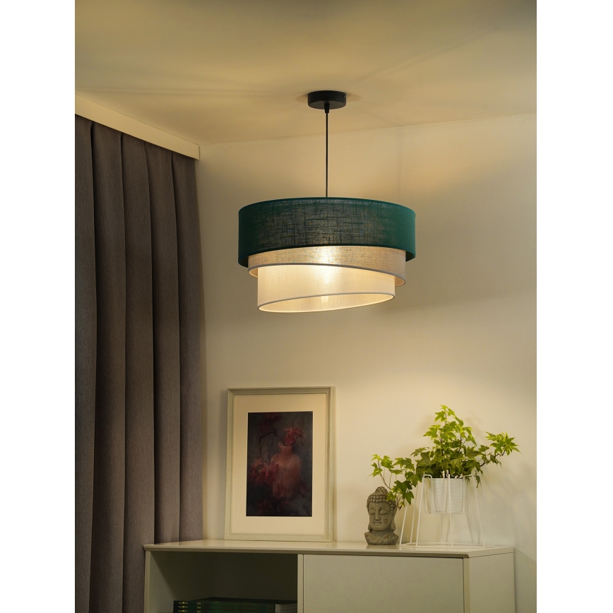 Duolla - Chandelier on a string TRIO 1xE27/15W/230V d. 45 cm green/grey/white