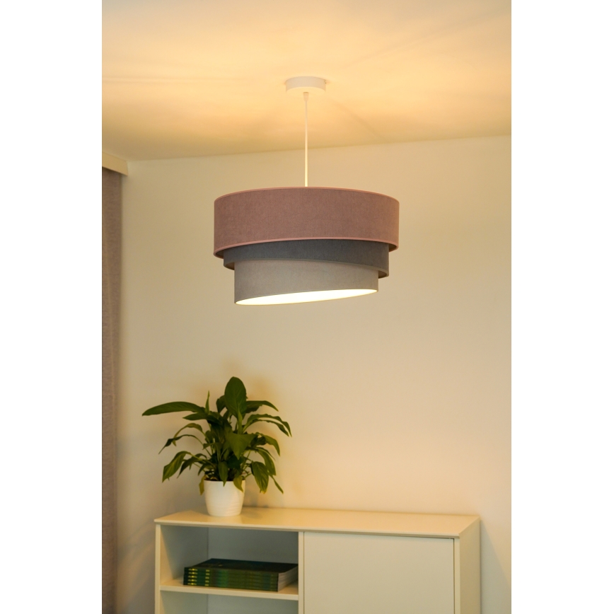 Duolla - Chandelier on a string TRIO 1xE27/15W/230V d. 45 cm pink/grey/white