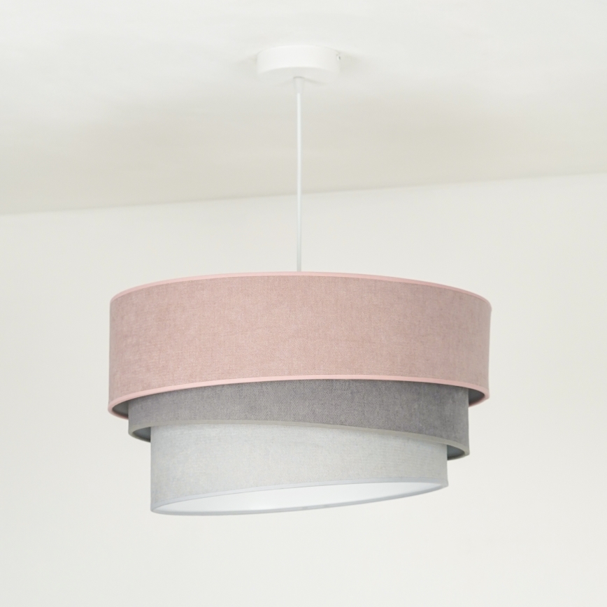 Duolla - Chandelier on a string TRIO 1xE27/15W/230V d. 45 cm pink/grey/white