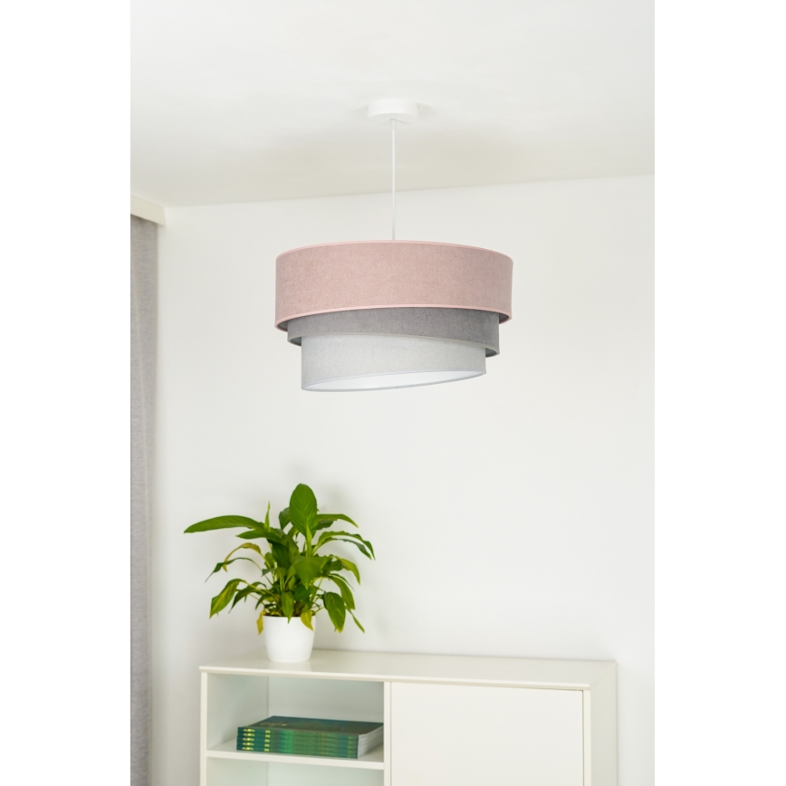 Duolla - Chandelier on a string TRIO 1xE27/15W/230V d. 45 cm pink/grey/white