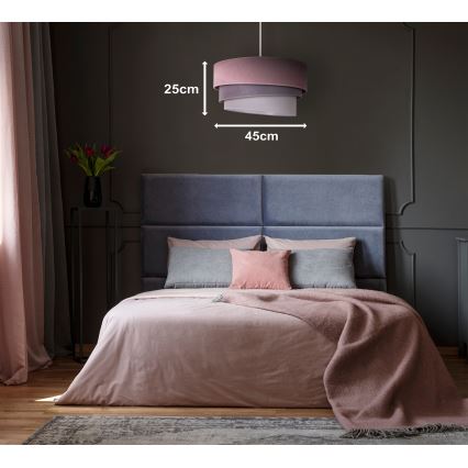 Duolla - Chandelier on a string TRIO 1xE27/15W/230V d. 45 cm pink/grey/white